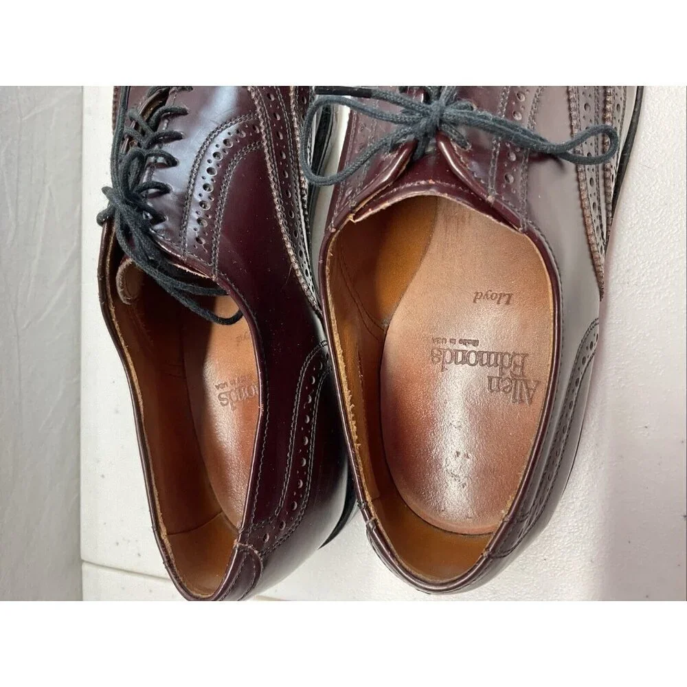 Allen‎ Edmonds Lloyd mens 9 C burgundy leather wingtip dress shoes oxford USA